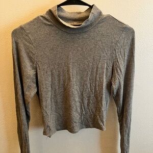 Cropped Grey Long Sleeve Turtleneck